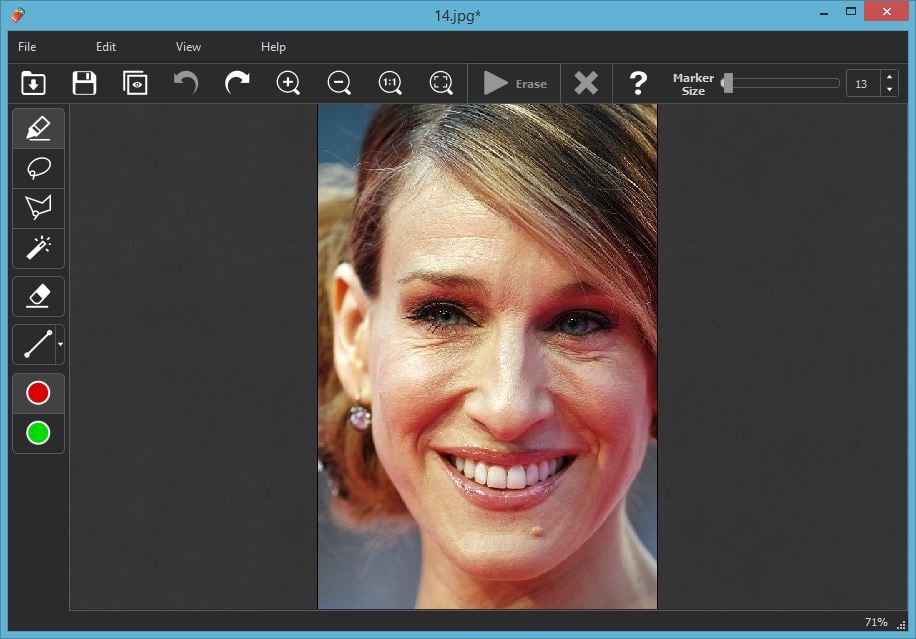 Open an image you want to retouch facial wrinkles.