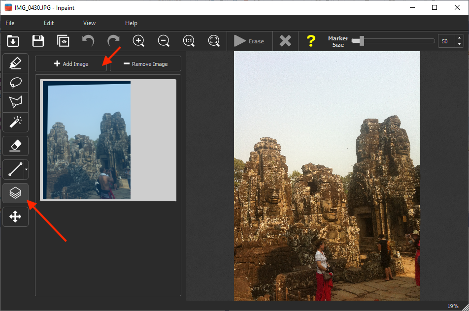 Step 1: load the picture into Inpaint. Don't worry that there are people you want to remove!